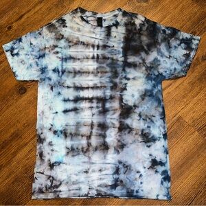 ⭐️New Blue & Black Ice Dye Punk Grunge Short Sleeve Cotton Shirt Size M Unisex